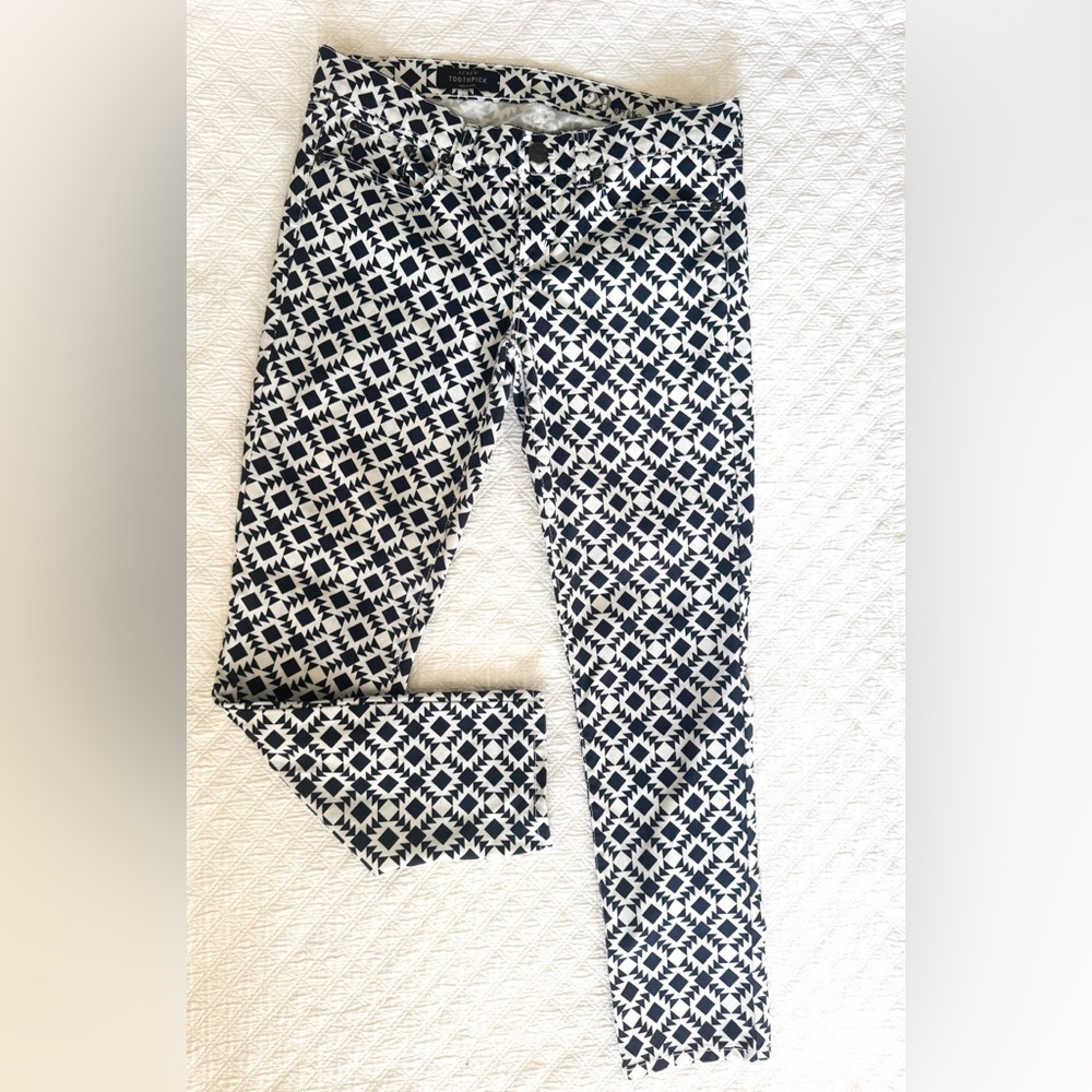 J Crew toothpick geometric navy/white Women Jeans